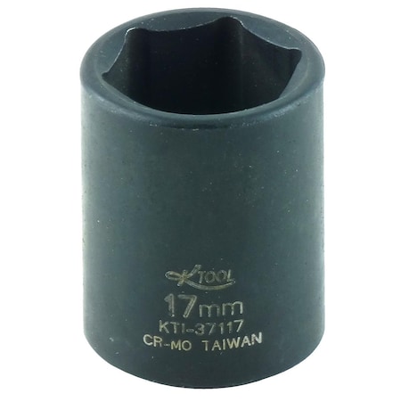 K-Tool International 3/8" Drive Impact Socket black oxide, Standard 6Pt, 3/8"Dr, 17mm KTI-37117
